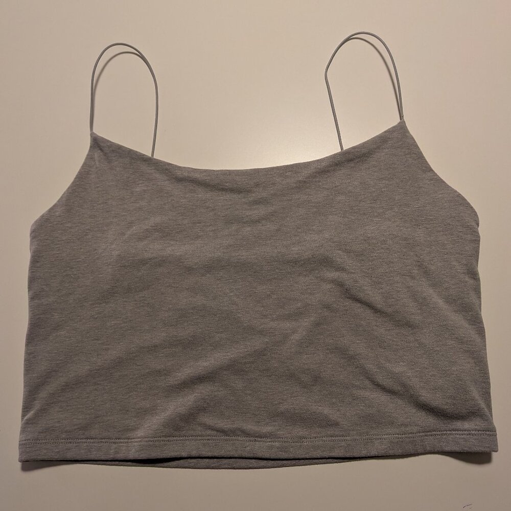 Wild Fable Women’s Large Cropped Cami Tank Top Gray Stretch Spaghetti Strap